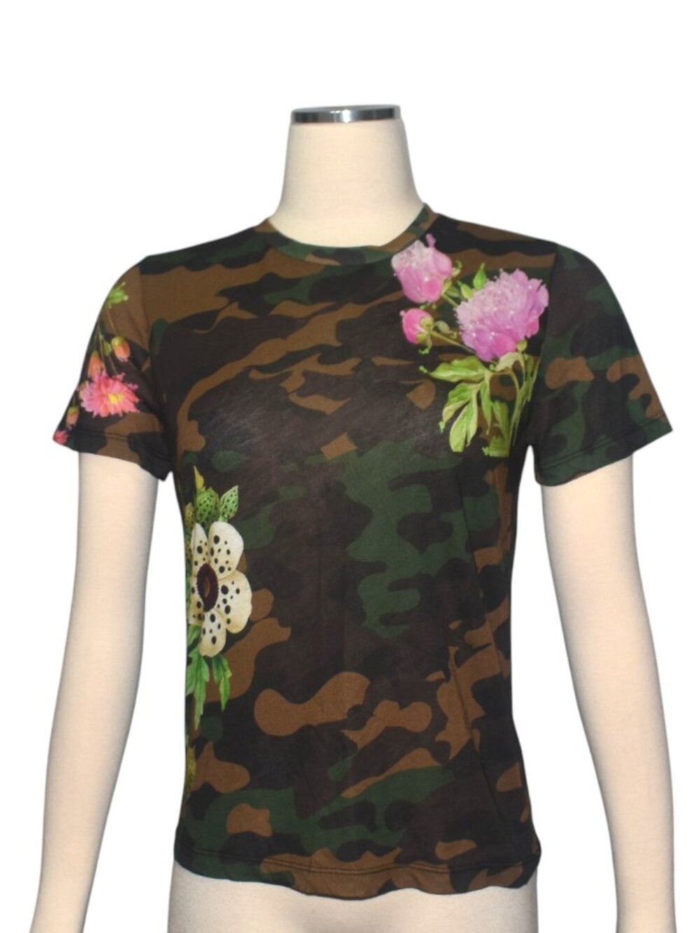 Cynthia Rowley In Plain Sight Tee Camo Floral Print Lightweight T Shirt XS